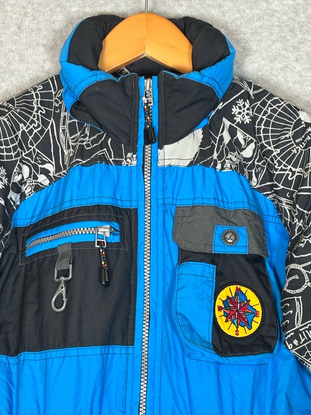 Vintage Obermeyer Preschool Klondike One-Piece Snowsuit-Blue/Black-Kids Size 5
